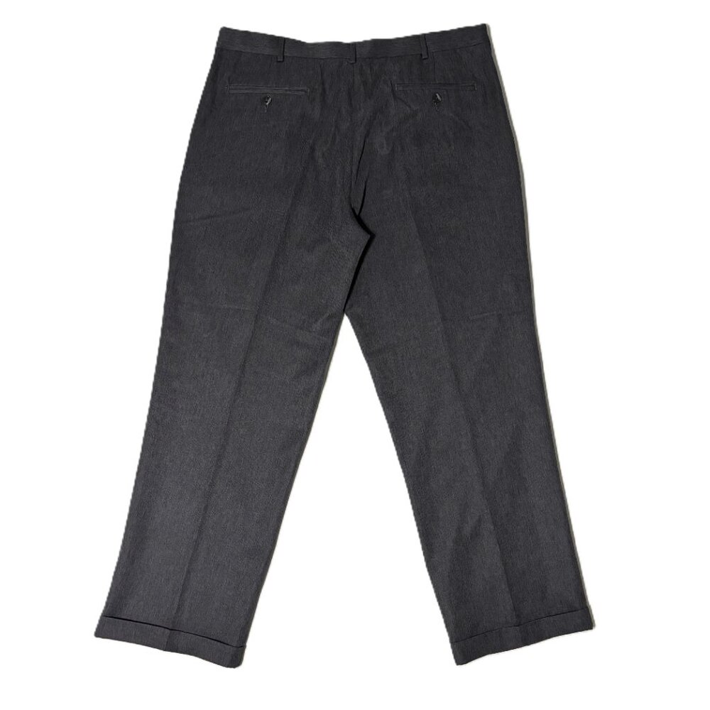 Perry Ellis Portfolio Dress Pants‎ 38x30 Heather Gray Pleated Cuffed Classic Fit - Picture 2 of 10